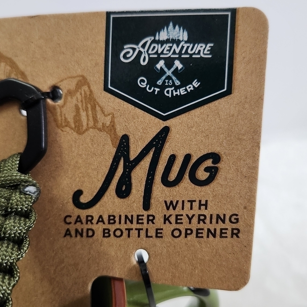 Adventure Out There Olive Green Mug Carabiner Keyring Bottle Opener Gift Set - Picture 13 of 13